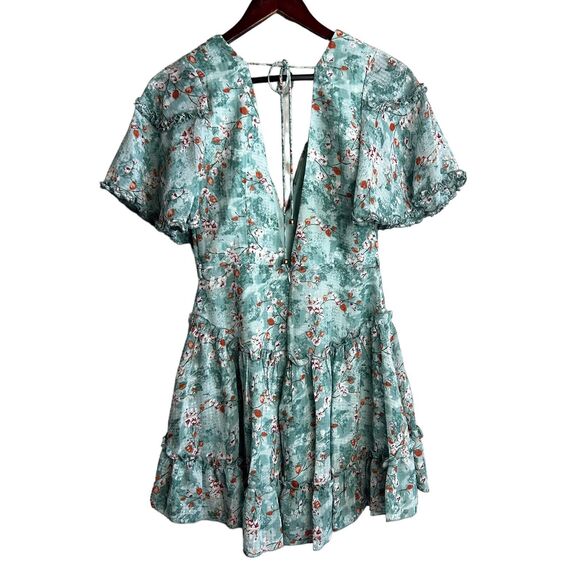Hello Molly Fairy Godmother Dress Size 4 Teal Blue Floral Fit And Flare Mini - Picture 3 of 8